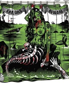 Sailors Beware Shower Curtain| Home Decor|Mermaid